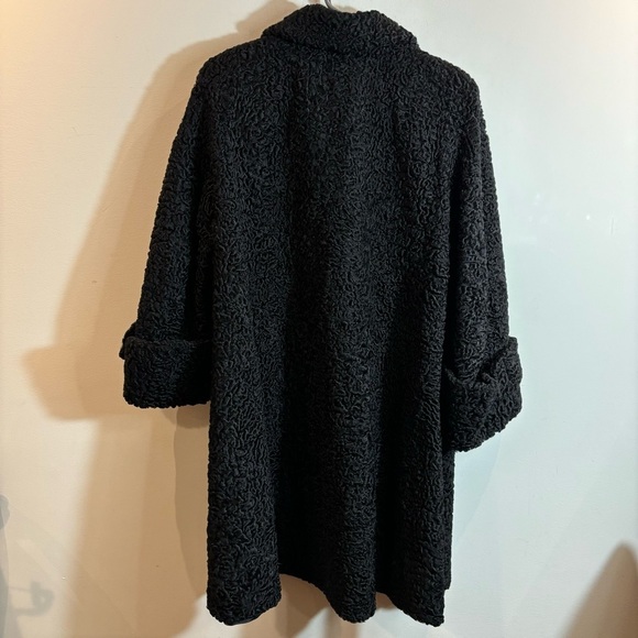 WOODWARDS Sz L-XL Mid  Length Unique Lining Buttoned Vintage Persian Lamb Coat - Picture 11 of 12